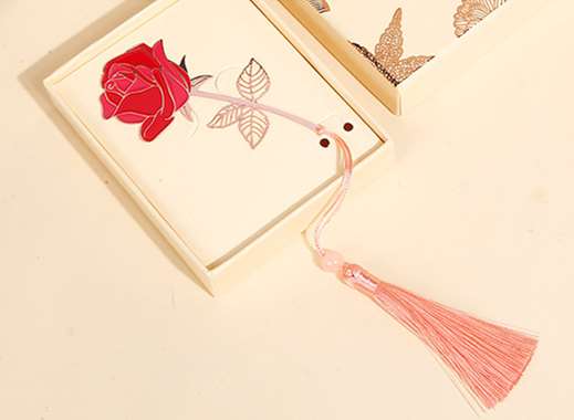 Red Rose Metal Bookmark