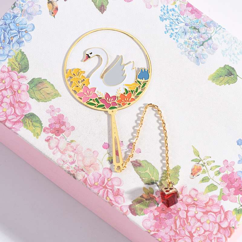 White Swan Metal Bookmark