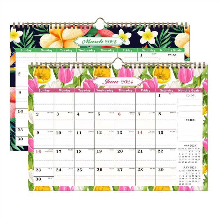 Colorful Spiral Coil Wall Calendar - Theme B