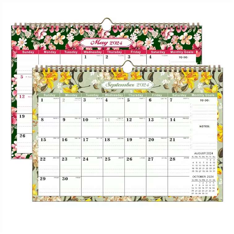 Colorful Spiral Coil Wall Calendar - Theme C